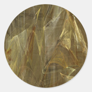 Rond Sticker Abstrait Fractal Or