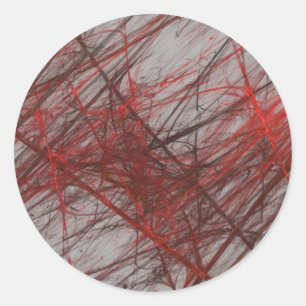 Rond Sticker Abstrait Fractal Red Grey