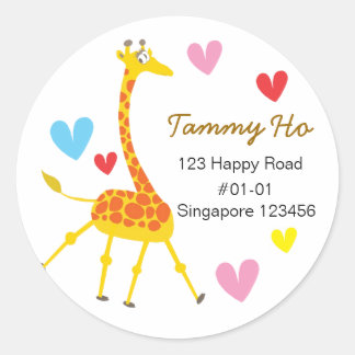 Rond Sticker adresse de retour de la Giraffe mignonne