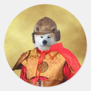 Rond Sticker Akita Inu Samurai
