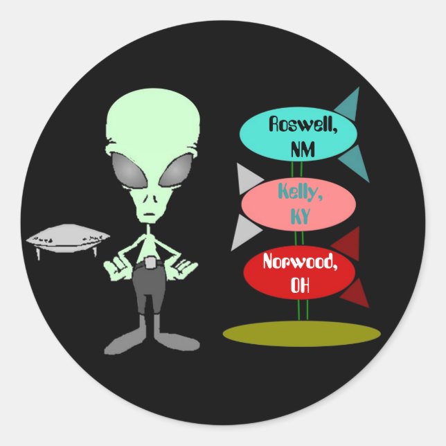 Rond Sticker Alien du milieu du siècle UFO Hotspot Rock (Devant)