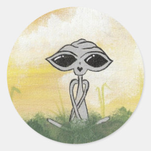Rond Sticker Alien été paisible
