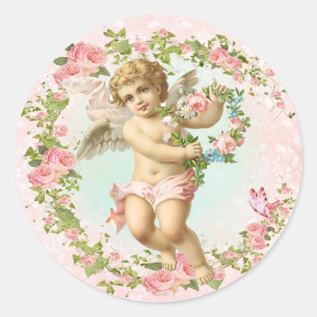 Rond Sticker Angel rose Rose flamme (Devant)