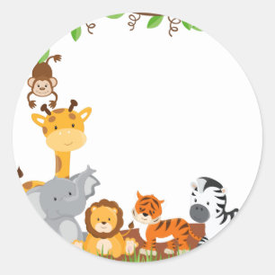Rond Sticker animal bébé Jungle mignonne