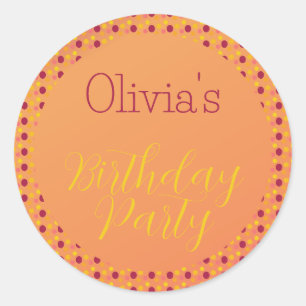Rond Sticker Anniversaire Orange Sherbet