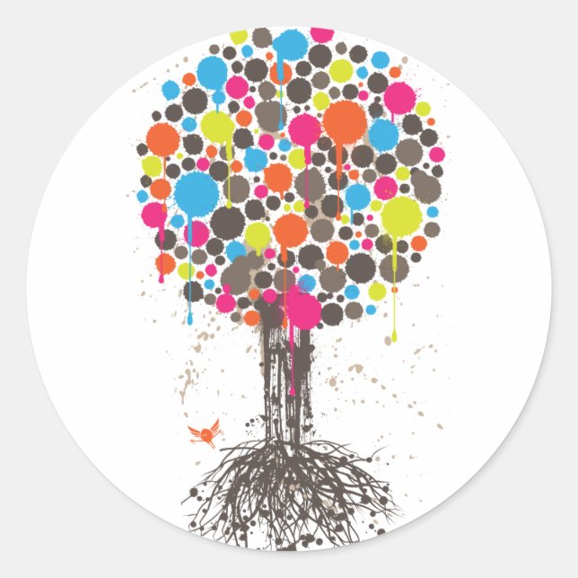 Rond Sticker Arbre de vie - blanc (Devant)