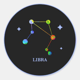 Rond Sticker arc-en-ciel Black Zodiac Libra