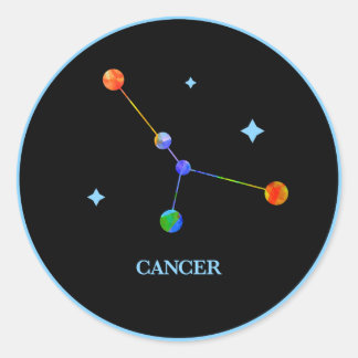 Rond Sticker arc-en-ciel du cancer du Zodiaque noir