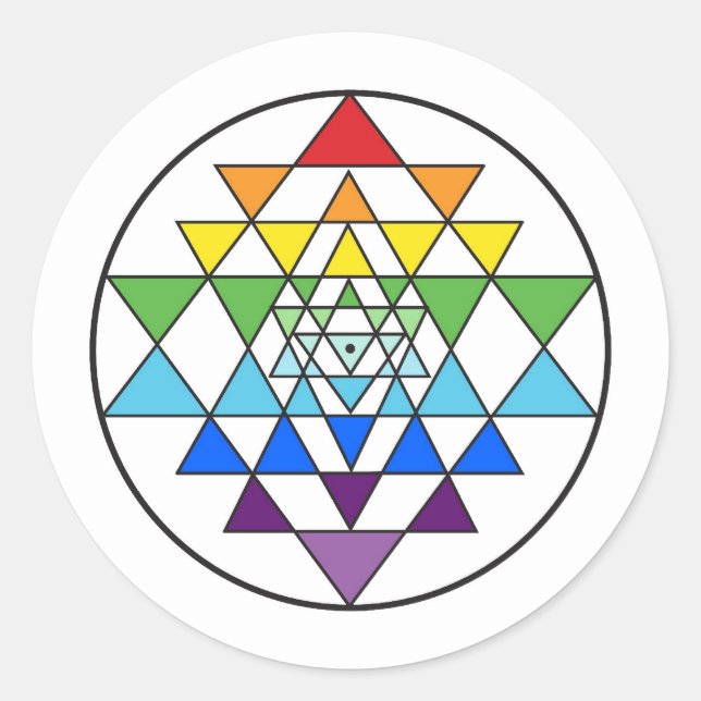 Rond Sticker arc-en-ciel Sri Yantra (Devant)
