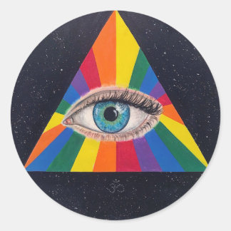 Rond Sticker arc-en-ciel troisième oeil