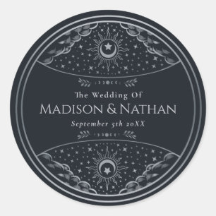 Rond Sticker Argent Elegant Tarot Mariage Classic Round