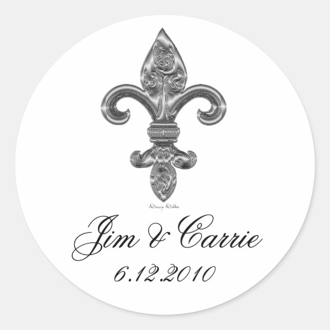Rond Sticker Argent Fleur De Li (Devant)
