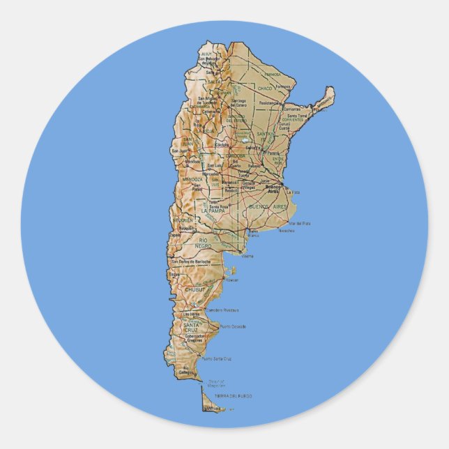 Rond Sticker Argentine Map (Devant)
