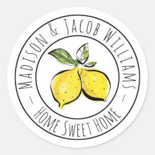 Rond Sticker Arrondi Classique Citron Couples