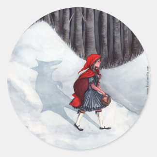 Rond Sticker Art Imaginaire Fairytale - Wolf à l'intéri