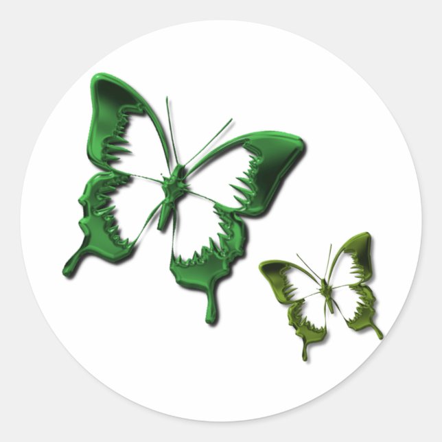 Rond Sticker aux papillons verts (Devant)