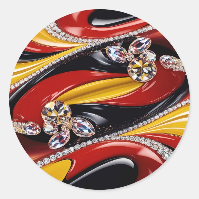 Rond Sticker avec design de couleurs Belgique (Devant)