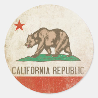 Rond Sticker avec Distressed California Republic