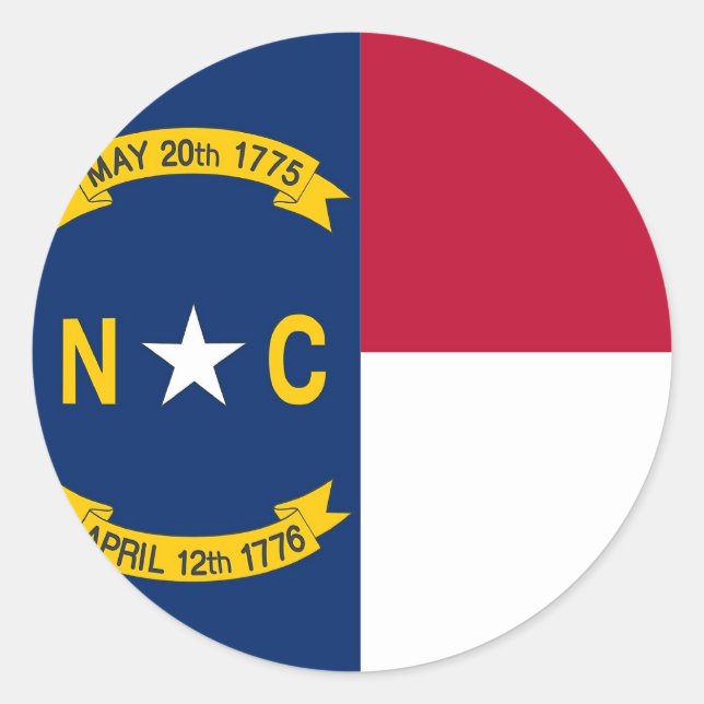 Rond Sticker avec drapeau de Caroline du Nord (Devant)