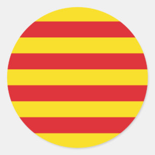 Rond Sticker avec Drapeau de Catalogne