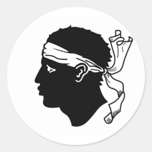 Rond Sticker avec Drapeau de Corse, France