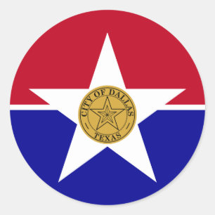 Rond Sticker avec Drapeau de Dallas, USA