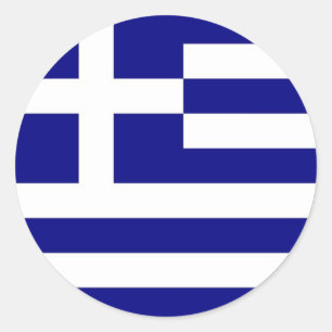 Rond Sticker avec Drapeau de Grèce