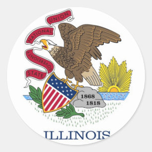 Rond Sticker avec drapeau de l'Illinois