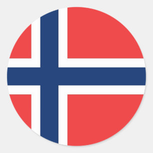 Rond Sticker avec Drapeau de Norvège