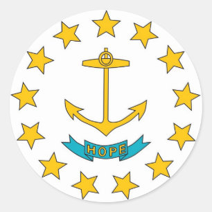 Rond Sticker avec drapeau de Rhode Island