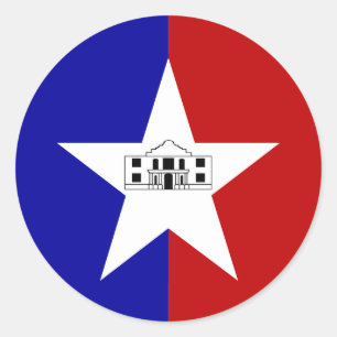 Rond Sticker avec Drapeau de San Antonio, USA