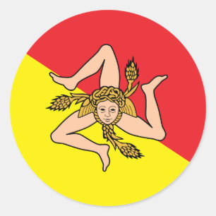 Rond Sticker avec Drapeau de Sicile, Italie