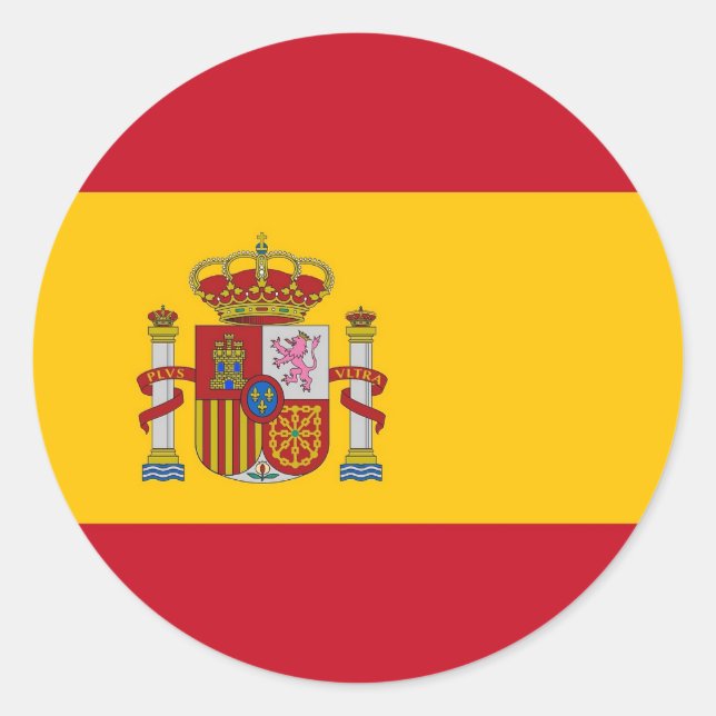 Rond Sticker avec drapeau d'Espagne (Devant)