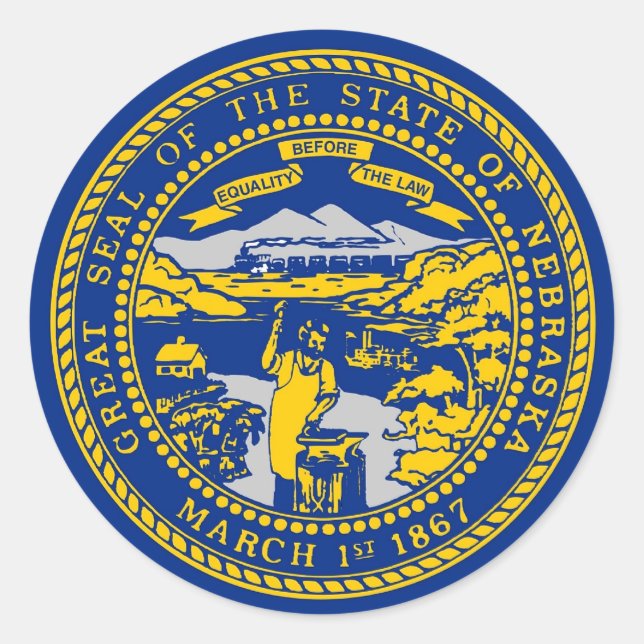 Rond Sticker avec drapeau du Nebraska (Devant)
