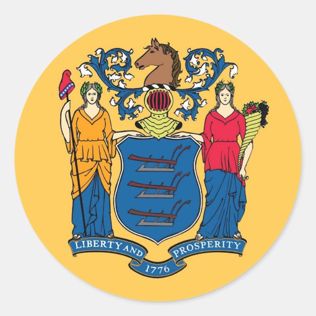 Rond Sticker avec drapeau du New Jersey (Devant)