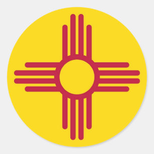 Rond Sticker avec drapeau du Nouveau-Mexique