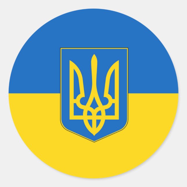 Rond Sticker avec le drapeau de l'Ukraine (Devant)