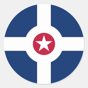 Rond Sticker avec le drapeau d'Indianapolis, États-Uni
