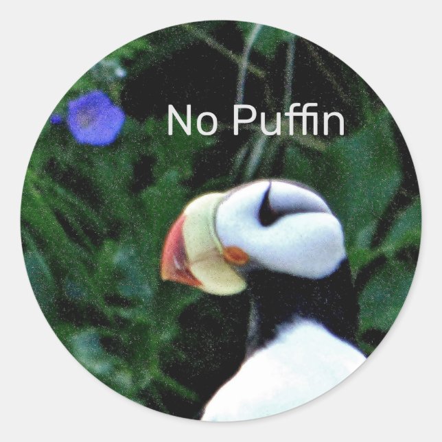 Rond Sticker avec pouffin "No Puffin" (Devant)