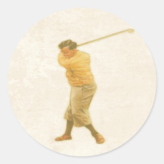 Rond Sticker avec Vintage Golf Player