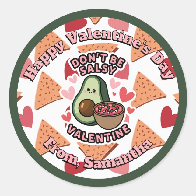 Rond Sticker Avocado de la Saint Valentin (Devant)