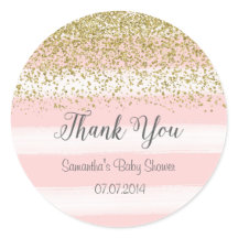 Sticker Baby shower à rayures roses