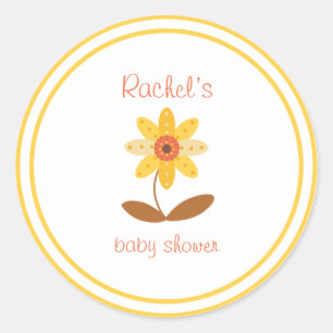 Rond Sticker Baby shower à thème tournesol
