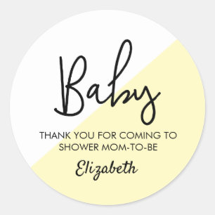 Rond Sticker baby shower avec typographie élégante