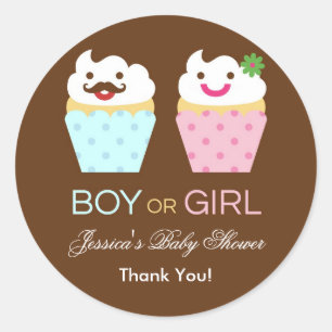 Rond Sticker Baby shower Big Cupcake