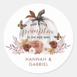 Rond Sticker Baby shower citrouille