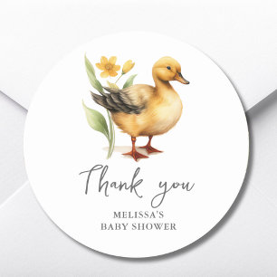Rond Sticker Baby shower de canard de ferme mignonne Fa