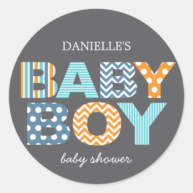 Rond Sticker Baby shower de lettres découpées (Devant)
