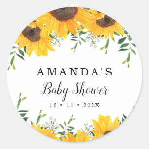 Rond Sticker Baby shower de tournesol