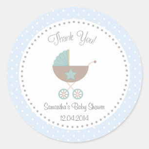 Rond Sticker Baby shower de transport bébé bleu